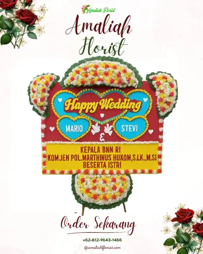 Karangan Papan Bunga Pernikahan di Cinerang